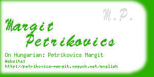 margit petrikovics business card